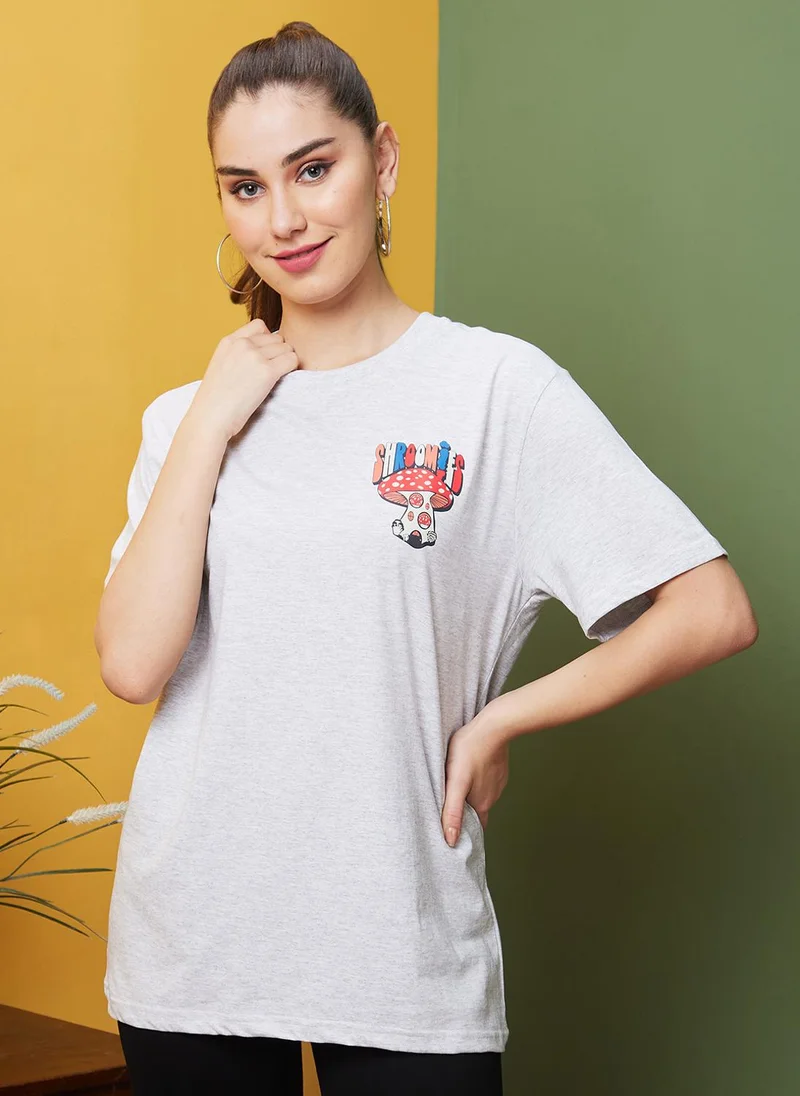 globus Globus Women Boxy Fit Graphic Printed Cotton T-Shirts