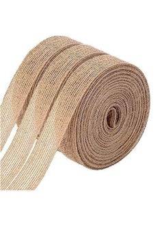 Natural Burlap Fabric Roll Craft Ribbon Burlap Spool Natural Burlap Roll Fabric Rustic Pure Jute Burlap Hessian for Bows Wreaths DIY Crafts Wedding Events Party and Home Decor (10m 3 Rolls)