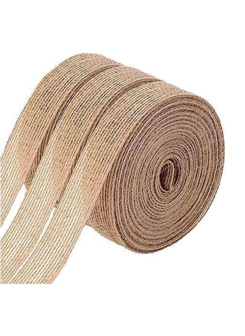 Generic - Natural Burlap Fabric Roll Craft Ribbon Burlap Spool Natural Burlap Roll Fabric Rustic Pure Jute Burlap Hessian for Bows Wreaths DIY Crafts Wedding Events Party and Home Decor (10m 3 Rolls) - Image 1