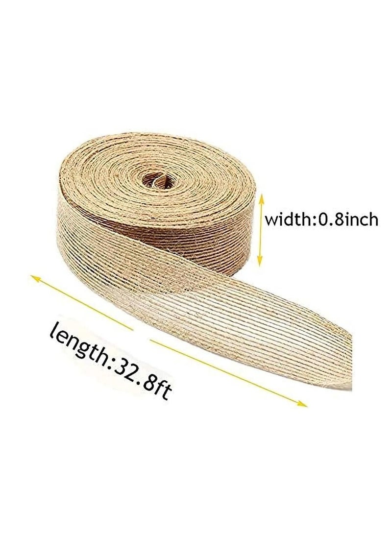 Generic - Natural Burlap Fabric Roll Craft Ribbon Burlap Spool Natural Burlap Roll Fabric Rustic Pure Jute Burlap Hessian for Bows Wreaths DIY Crafts Wedding Events Party and Home Decor (10m 3 Rolls) - Image 1