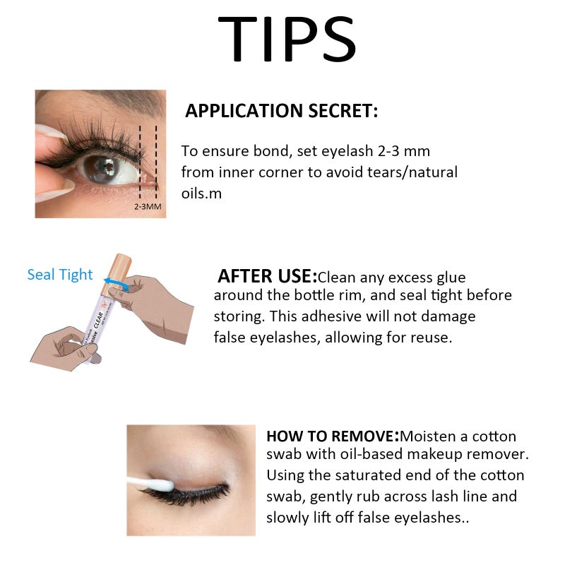 CMNRO Super Strong Hold Waterproof Latex-Free Eyelash Adhesive - Clear Lash Glue Suitable for Sensitive Eyes - 5ml/0.18oz (1 Pack) - Image 5