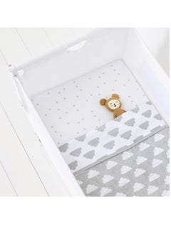 Snuz 3 Pieces Crib Bedding Set For Infant And Baby, Perfect Crib Starter Bedding Bundle, 100%Cotton , 1 X Blanket , 2 X Crib Sheets, Fitted Sheet Size:44 X 80Cm (Max.) , Blanket Size: 75 X 75Cm - Cloud Nine  - Image 4