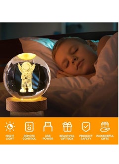 Plan A 3D Crystal Crystal LED Light Up Crystal with Elegant Wooden Base, USB Powered Gift or Night Lamp for Desk and Table, Warm Light and Quiet Atmosphere (Rotating Wheel)  - Image 5