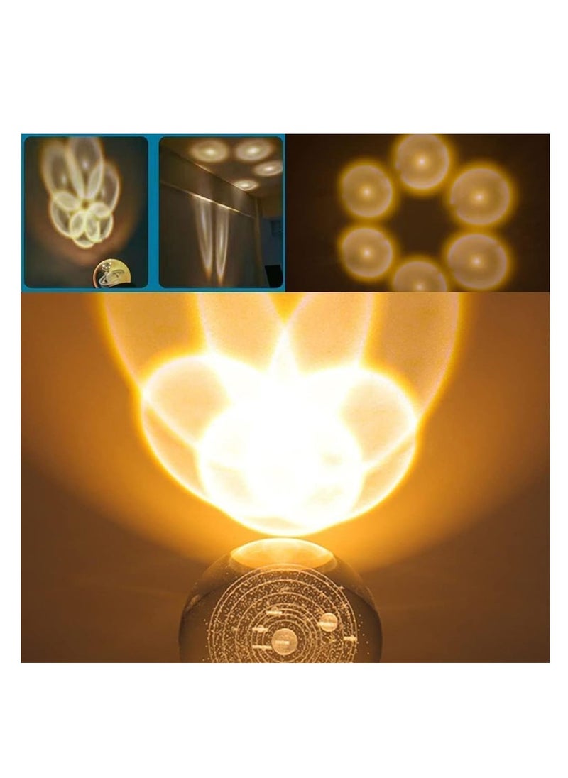 Plan A - 3D Crystal Crystal LED Light Up Crystal with Elegant Wooden Base, USB Powered Gift or Night Lamp for Desk and Table, Warm Light and Quiet Atmosphere (Rotating Wheel) - Image 1