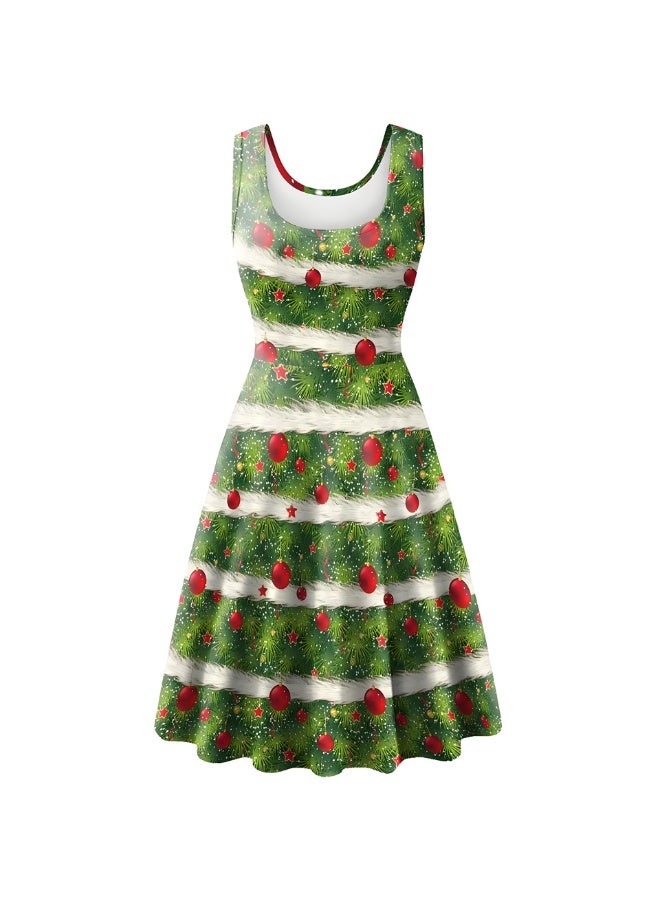 Loquat Women's Sleeveless Printed Costume Dress for Adult Christmas Dress - Image 1
