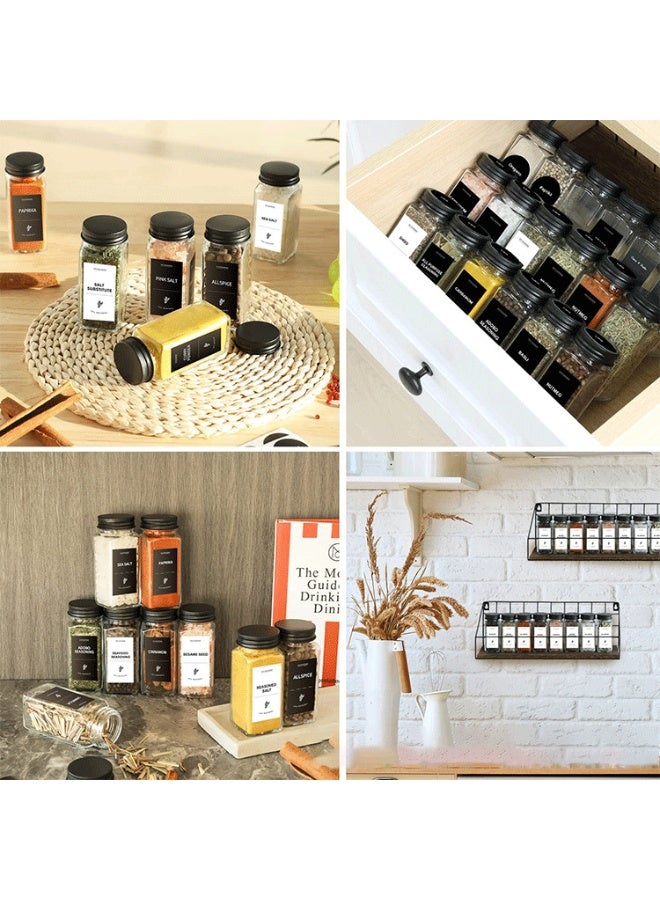Glass Food Storage Containers - 120ml Square Glass Spice Jars Set (24-Pack) with Black Airtight Lids, Includes Funnel, Brush, Labels & Pen - Image 4