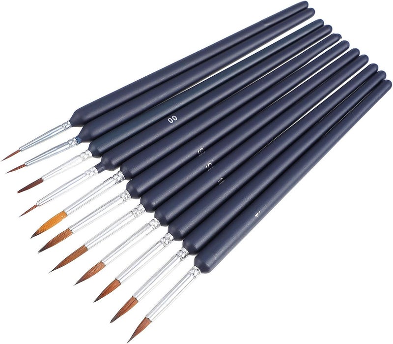 11pcs Fine Detail Paint Brush Set for Oil and Watercolor Painting, Artist Liner Brushes Soft Wolf Hair Bristles, Precision Drawing Pens for Fine Art and Craft Use - Image 1