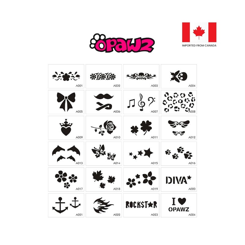 Opawz Professional Tattoo Stencil Set for pets Nontoxic plastic Easy to use Safe to use 24 Pcs - Image 2