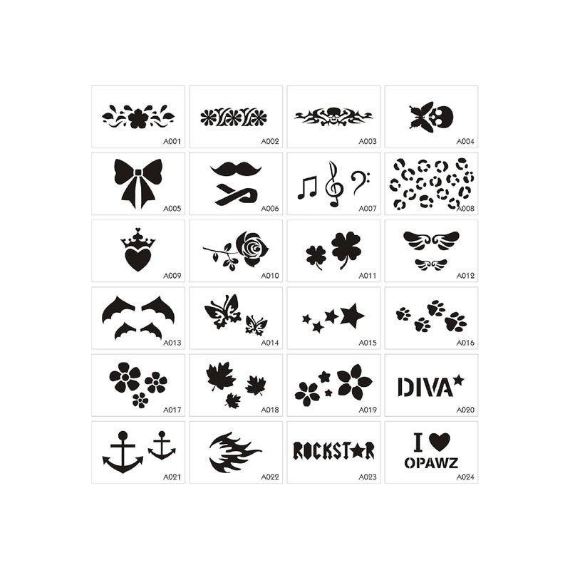 Opawz Professional Tattoo Stencil Set for pets Nontoxic plastic Easy to use Safe to use 24 Pcs - Image 1