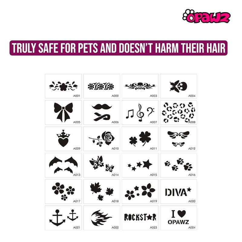 Opawz Professional Tattoo Stencil Set for pets Nontoxic plastic Easy to use Safe to use 24 Pcs - Image 3