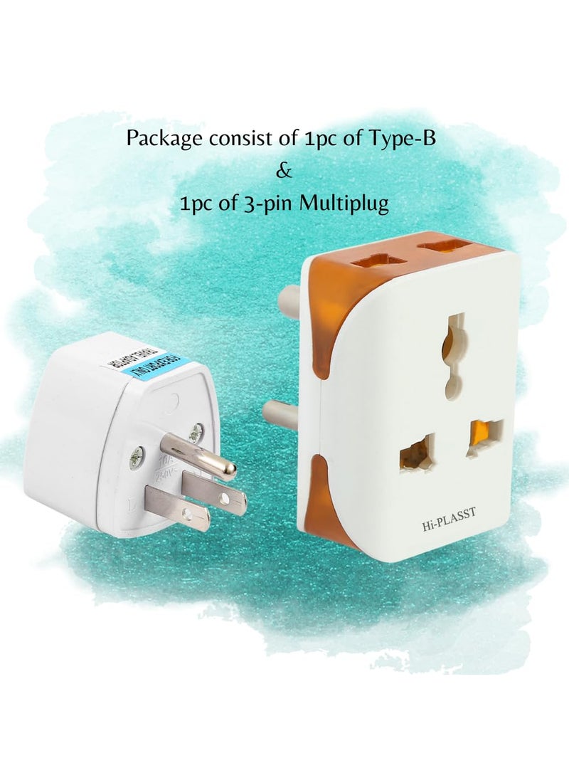HI PLASST PINS N PLUGS HiPlasst US to India Converter Plug India to UK Plug AdapterJapan Plug 3pin Multiplug Combo 1 pc Each for Type B Sockets in North America US Mexico Brazil Canada Thailand  - Image 3