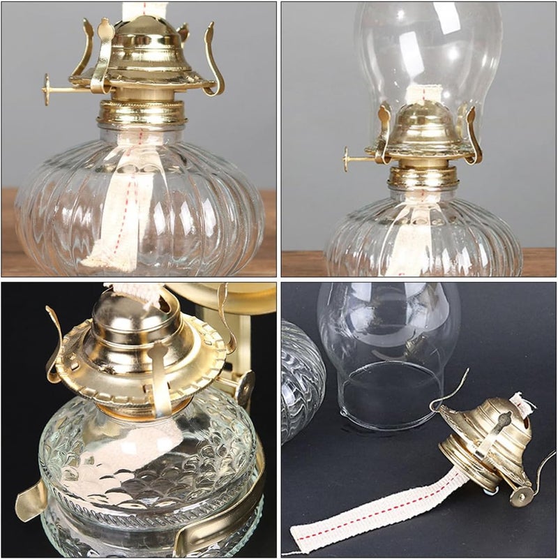 Garneck 4pcs Vintage Kerosene Lamp Burner Parts with Wicks Metal Oil Lamp Replacement for Indoor Use Retro Oil Wick Accessory Set - Image 3