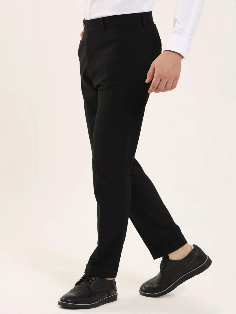 Dufy Black Men's Regular Fit Trousers