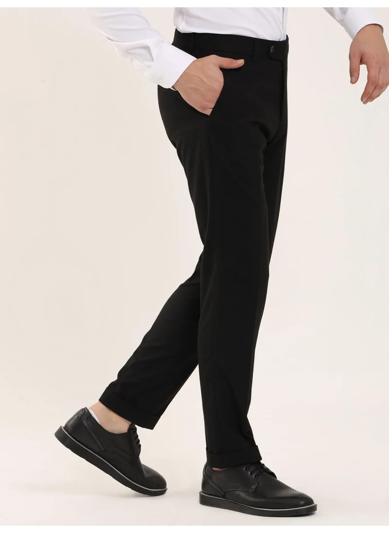 Dufy Black Men's Regular Fit Trousers