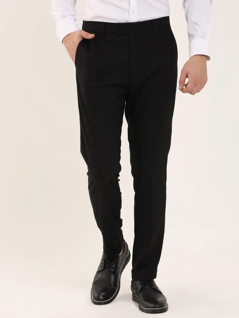 Dufy Black Men's Regular Fit Trousers