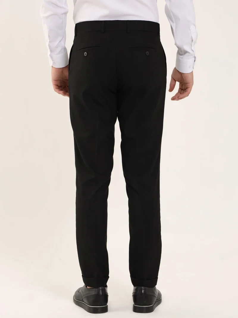 Dufy Black Men's Regular Fit Trousers