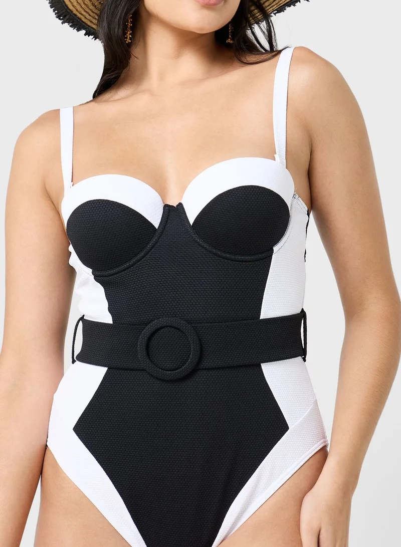 NEW LOOK Belted High Leg Swimsuit