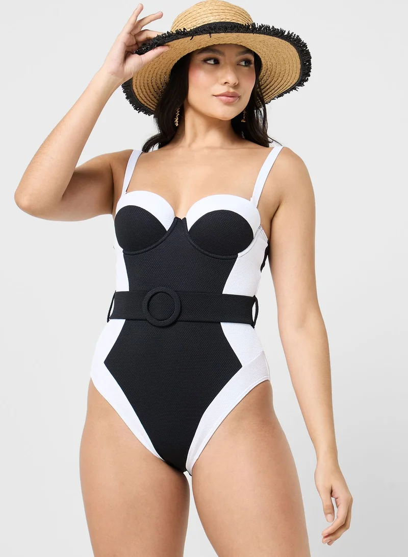 NEW LOOK Belted High Leg Swimsuit