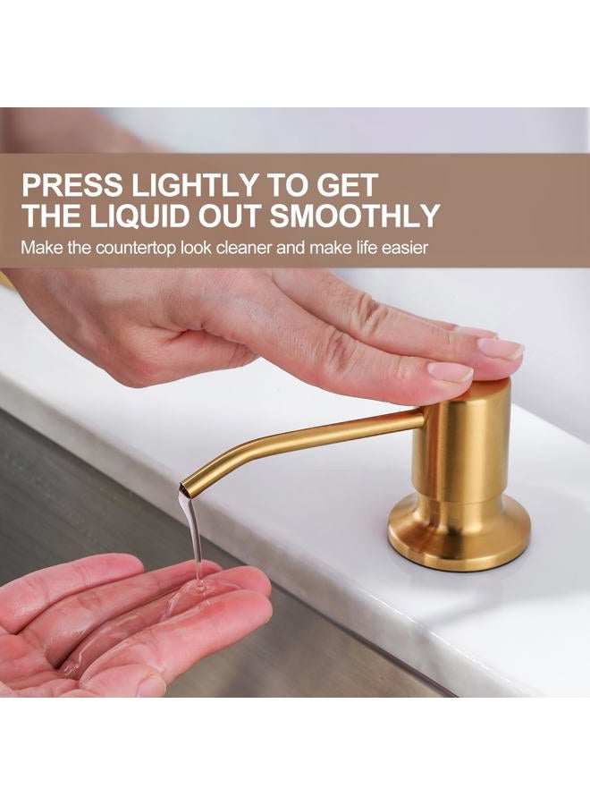 WOWOW Gold Single Handle High Arc Stainless Steel Faucet with Pull Down Sprayer for Sink 2 or 4 Hole, Pull Out Kitchen Faucet with Deck Plate & 3 Functions - Image 3