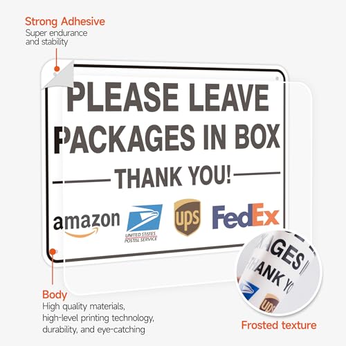 LUHIMO Please Leave Packages and Deliveries In Box Sign, Self-Adhesive Waterproof and Durable Delivery Signs for Packages, Please Place Packages Here Sticker for Home, Office, Shop, Box, Door 11.7"x 7" - Image 3