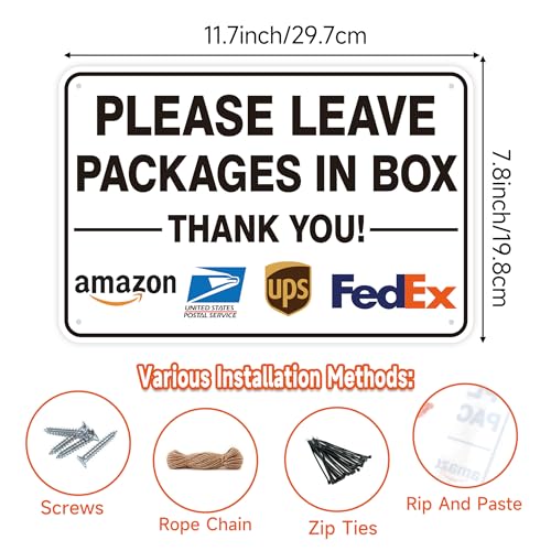 LUHIMO Please Leave Packages and Deliveries In Box Sign, Self-Adhesive Waterproof and Durable Delivery Signs for Packages, Please Place Packages Here Sticker for Home, Office, Shop, Box, Door 11.7"x 7" - Image 2