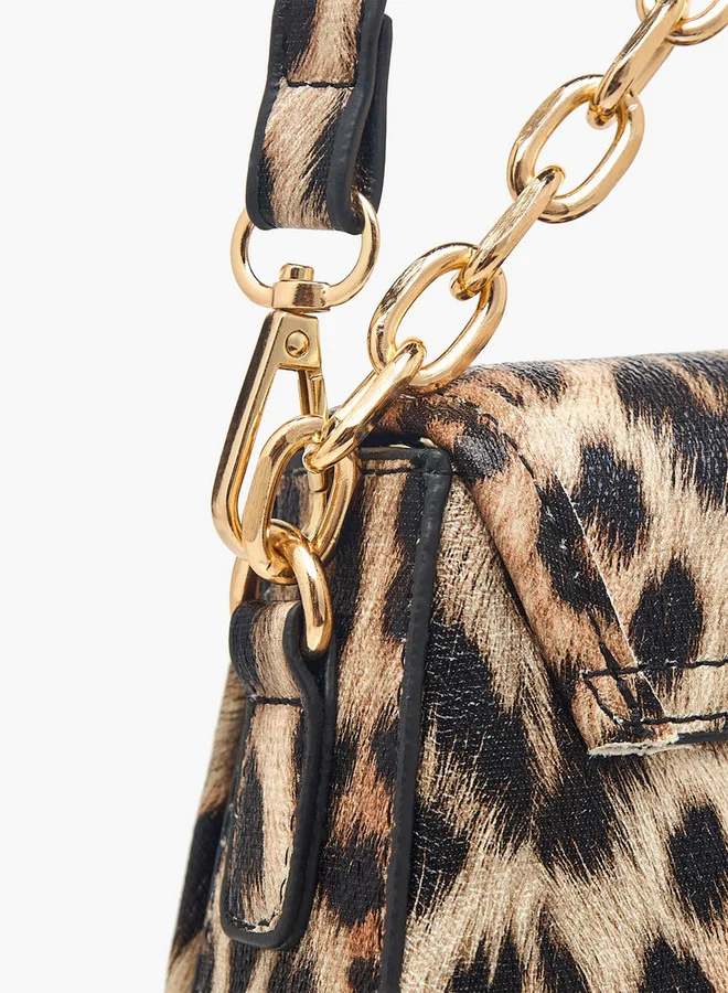 Flora Bella By Shoexpress Animal Print Crossbody Bag with Detachable Shoulder Strap