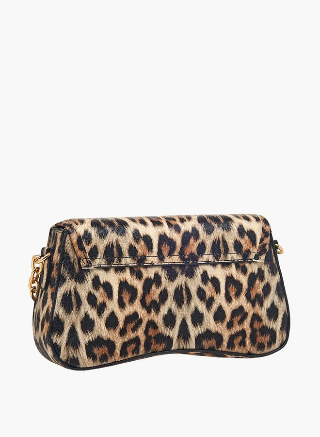 Flora Bella By Shoexpress Animal Print Crossbody Bag with Detachable Shoulder Strap