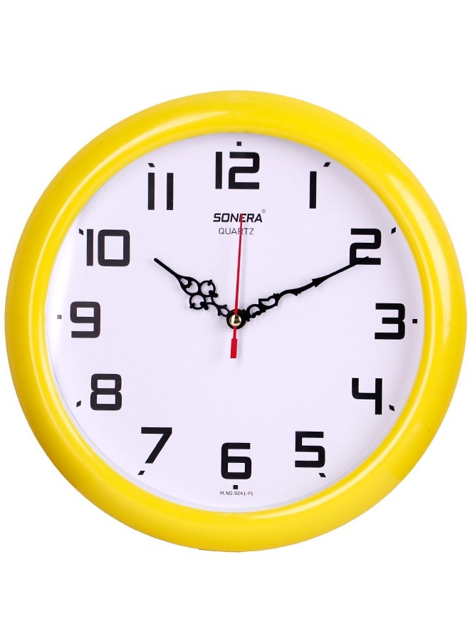Sonera Wall Clock - 9241 -Analog-Quartz- Round- Yellow Frame- White Dial. - Image 1