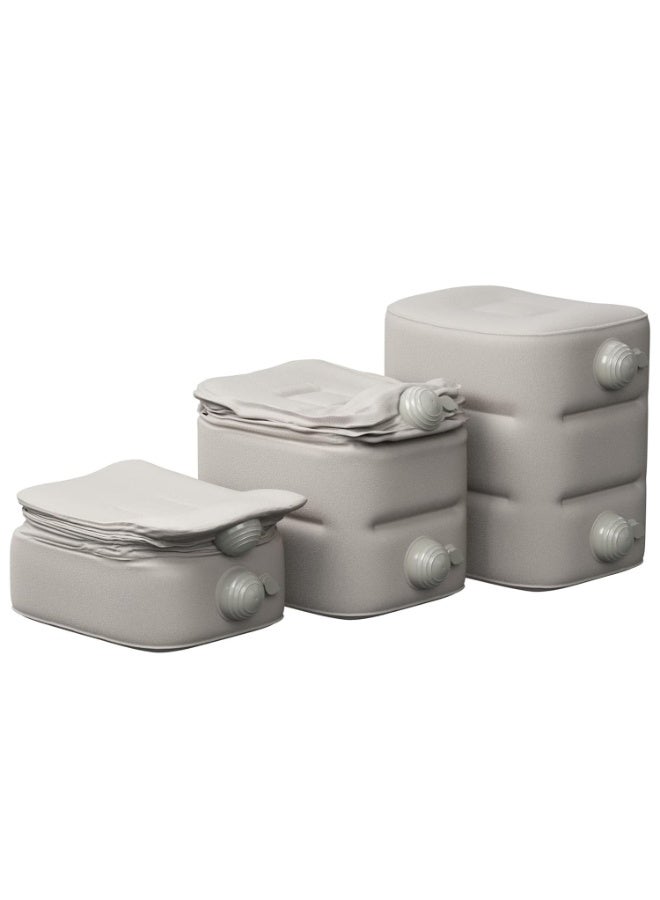 Relex Inflatable Foot Rest for Airplane, Car Seat Foot Rest for Kids, Blow up Plane Footrest Pillow, Foot Stool Relieves Swelling, with Integrated Inflating Buttons (Grey) - Image 1