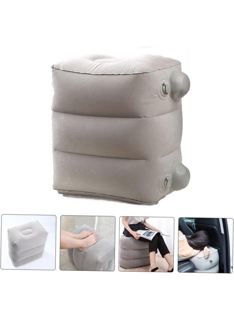 Relex Inflatable Foot Rest for Airplane, Car Seat Foot Rest for Kids, Blow up Plane Footrest Pillow, Foot Stool Relieves Swelling, with Integrated Inflating Buttons (Grey) - Image 2