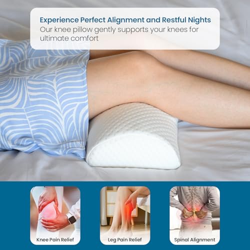 Sleepsia Ergonomic Multipurpose Semi Roll Bolster Pillow for Legs,Neck,Knee, & Lower Back Support | Orthopedic Memory Foam Pillow Cushion for Side Sleepers - Under Knee Pain Relief with Washable Cover - Image 2