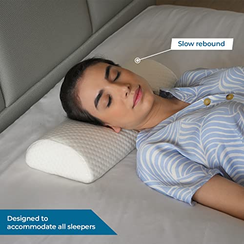 Sleepsia Ergonomic Multipurpose Semi Roll Bolster Pillow for Legs,Neck,Knee, & Lower Back Support | Orthopedic Memory Foam Pillow Cushion for Side Sleepers - Under Knee Pain Relief with Washable Cover - Image 4