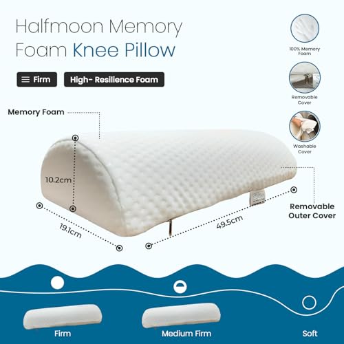 Sleepsia Ergonomic Multipurpose Semi Roll Bolster Pillow for Legs,Neck,Knee, & Lower Back Support | Orthopedic Memory Foam Pillow Cushion for Side Sleepers - Under Knee Pain Relief with Washable Cover - Image 3