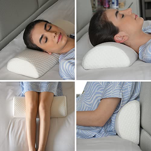 Sleepsia Ergonomic Multipurpose Semi Roll Bolster Pillow for Legs,Neck,Knee, & Lower Back Support | Orthopedic Memory Foam Pillow Cushion for Side Sleepers - Under Knee Pain Relief with Washable Cover - Image 1