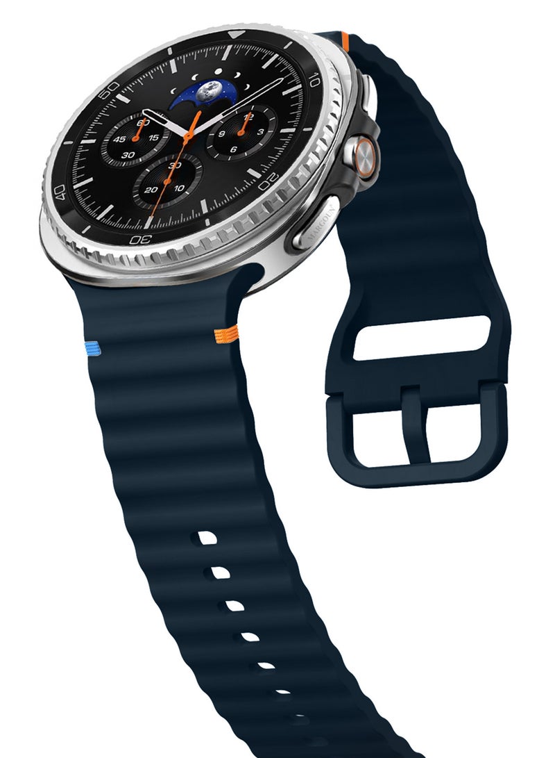 CATANES Silicone Ocean Band for Samsung Galaxy Watch 8 Classic 46mm and Watch 8 40mm 44mm - Sport Band Strap - Midnight Blue - Image 5