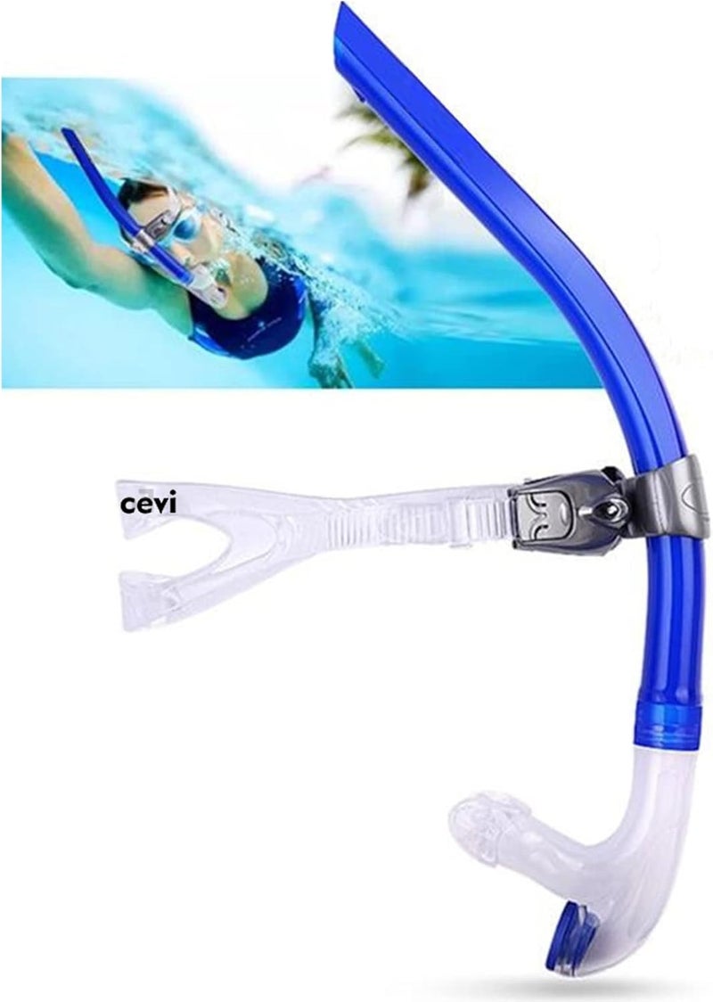 Focevi Swim Snorkel for Lap Swimming,Adult Swimmers Snorkeling Gear for Swimming Snorkel Training in Pool and Open Water,Snorkle Center Mount Silicone Mouthpiece One-Way Purge Valve - Image 1