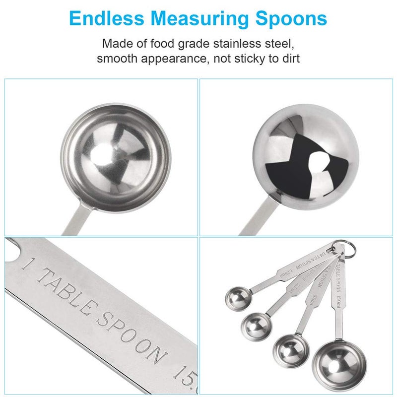 OstWony 5PCS OstWony Measuring Spoons Set, Includes 1/8 tsp, 1/4 tsp, 1/2 tsp, 1 tsp, 1 tbsp, Food Grade Stainless Steel measuring cups, Tablespoon and Teaspoon for Measure - Image 3