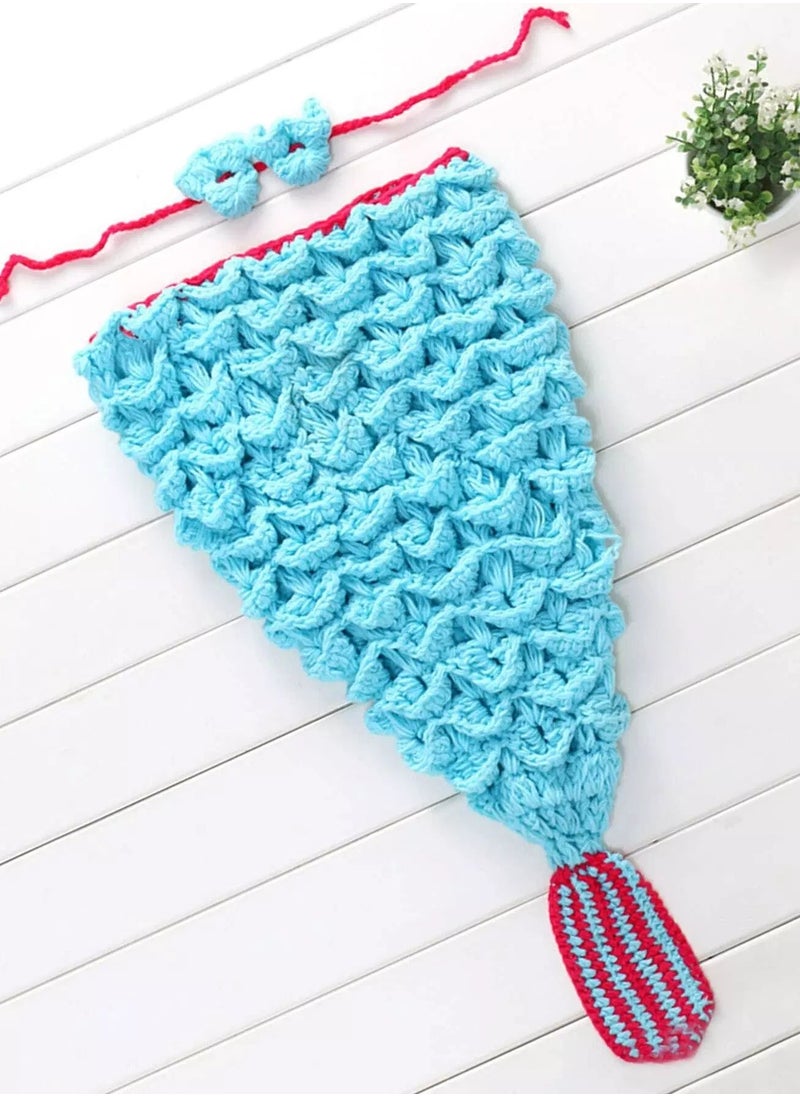 Generic Newborn Girl 2pcs Knitted Mermaid Photography Prop  - Image 2