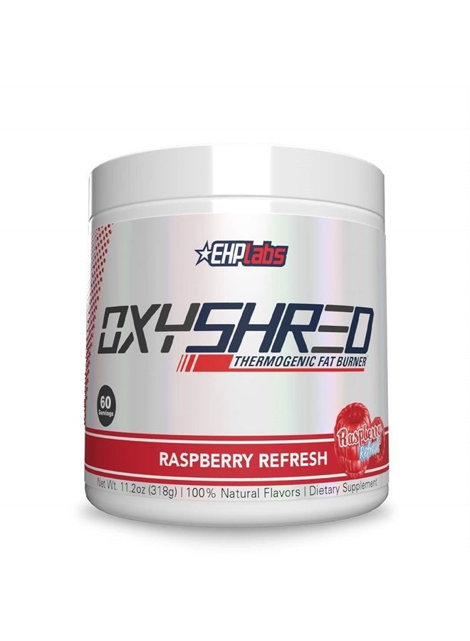 EHP Labs مسحوق EHPlabs OxyShred Thermogenic قبل التمرين ومكمل التقطيع - مسحوق مثبت سريريًا قبل التمرين مع L جلوتامين وأسيتيل L كارنيتين، مشروب تعزيز الطاقة - توت العليق المنعش، 60 وجبة  - Image 1