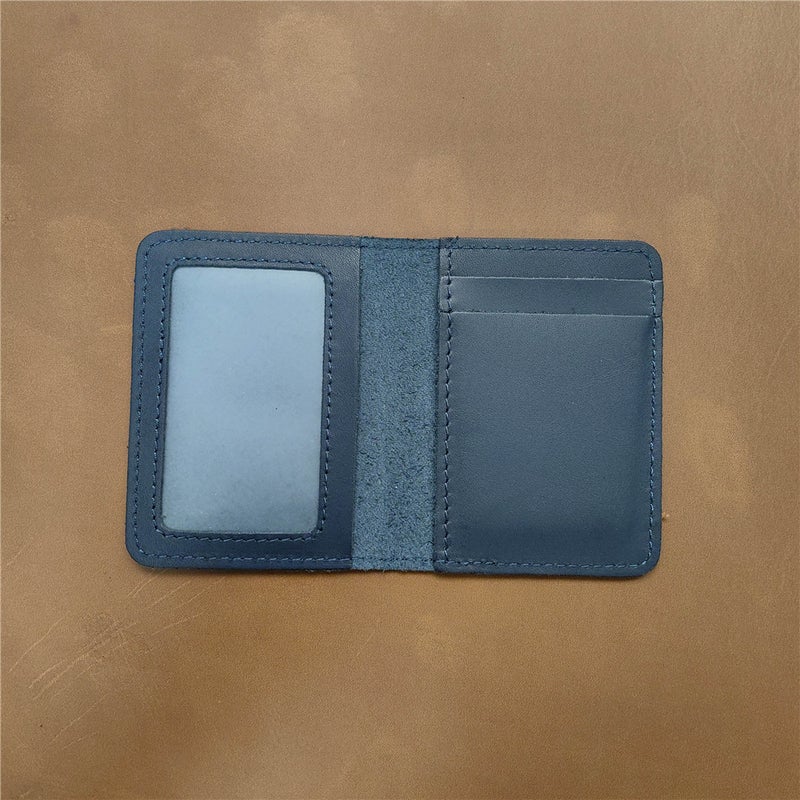 1052 Mens Genuine Leather Card Holder Crazy Horse Leather Drivers License Holder Retro Brown Simple Foreign Trade Explosions Laser1079 dark blue 1079 dark blue