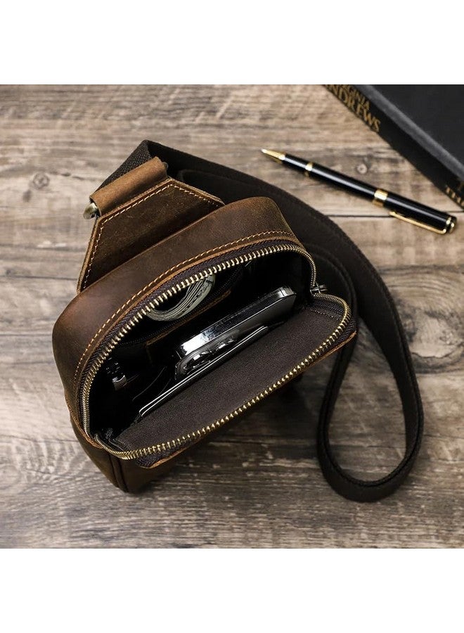 CONTACTS حقيبة س sling جلدية كاملة للرجال - حقيبة صدر صغيرة | حقيبة ظهر أنيقة للسفر للهاتف الجوال (بني صيد) - Image 2