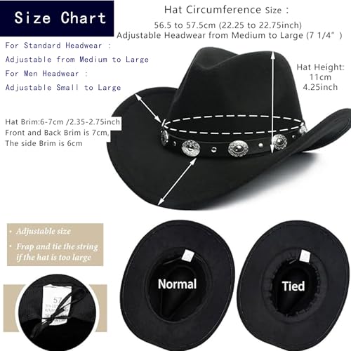 IZUS Western Outback Felt Cowboy Hat for Women Cowgirls Fedora Gus Hat Rodeo 22"-22.75" fit for M/L - Image 3
