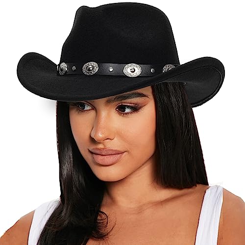 IZUS Western Outback Felt Cowboy Hat for Women Cowgirls Fedora Gus Hat Rodeo 22"-22.75" fit for M/L - Image 1