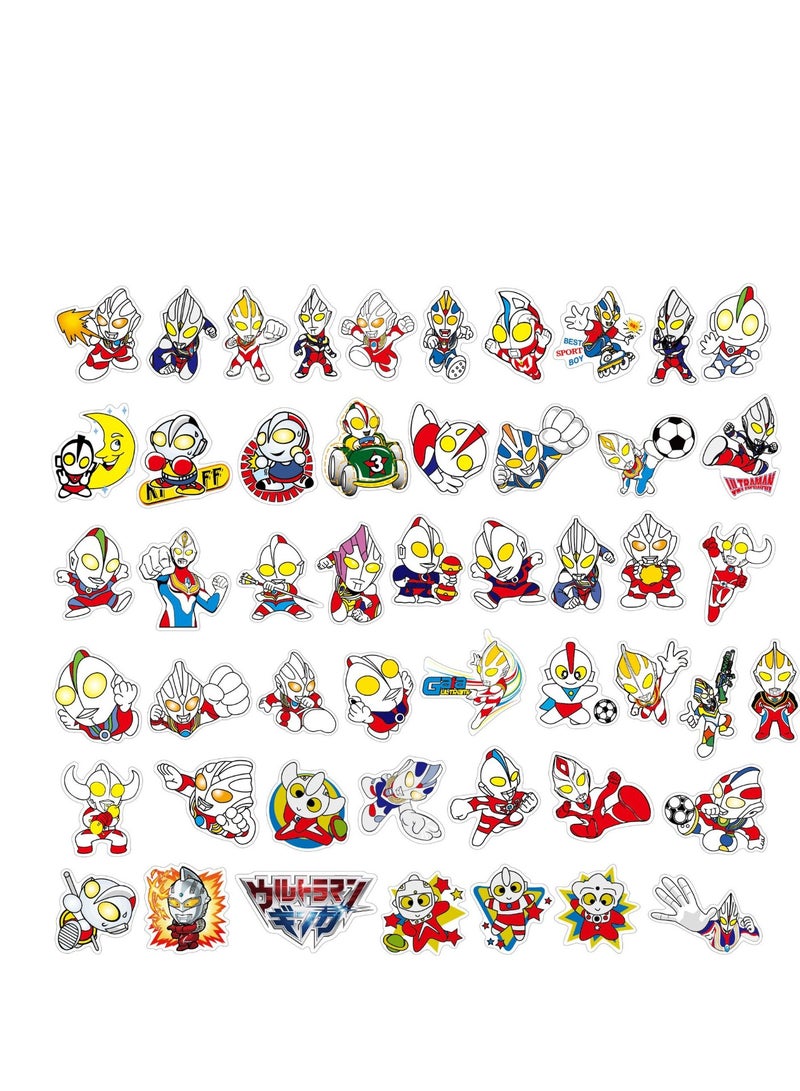NIBEMINENT 50 Pcs Cartoon Ultraman Deco Kit Waterproof Stickers, High Definition Printing Bright Colors, Suitable for Laptop Skateboard Luggage Water Bottle Guitar DIY  - Image 2