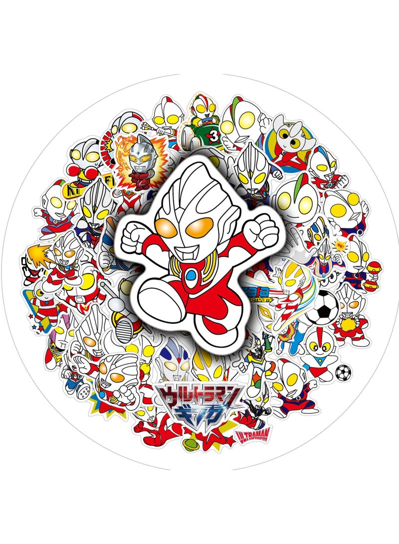 NIBEMINENT 50 Pcs Cartoon Ultraman Deco Kit Waterproof Stickers, High Definition Printing Bright Colors, Suitable for Laptop Skateboard Luggage Water Bottle Guitar DIY  - Image 1