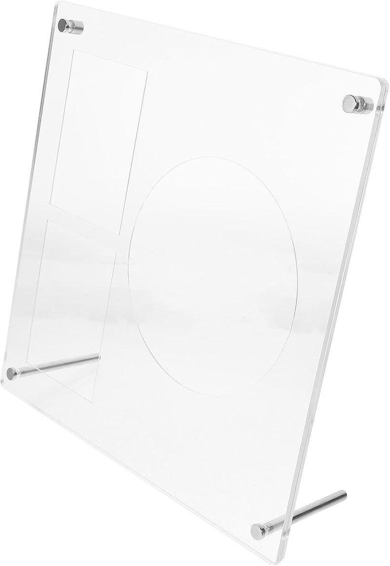 ABOOFAN Acrylic Picture Frame and Photo Card Display Stand, 1 Disc + 2 Small Cards (24x24cm), Household Decorative Tabletop Frame for Bedroom and Office Display - Image 1