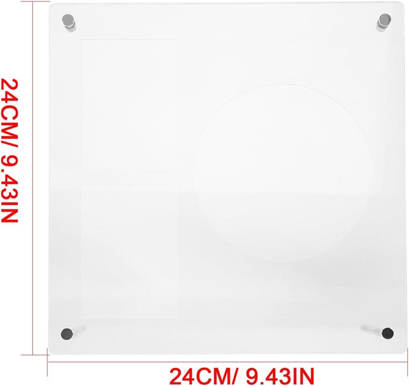 ABOOFAN Acrylic Picture Frame and Photo Card Display Stand, 1 Disc + 2 Small Cards (24x24cm), Household Decorative Tabletop Frame for Bedroom and Office Display - Image 2