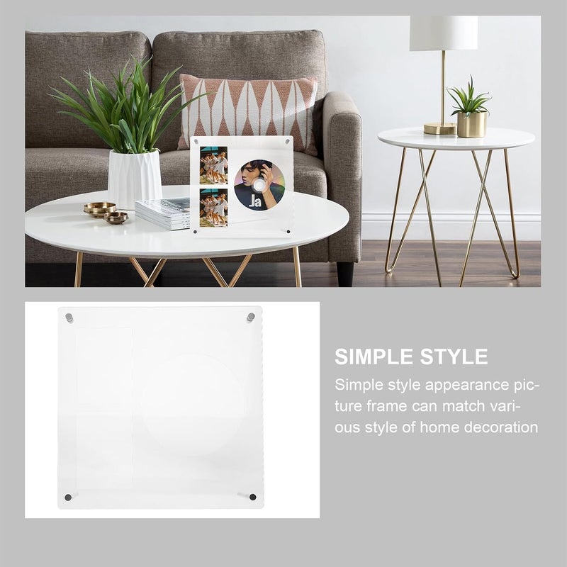 ABOOFAN Acrylic Picture Frame and Photo Card Display Stand, 1 Disc + 2 Small Cards (24x24cm), Household Decorative Tabletop Frame for Bedroom and Office Display - Image 4