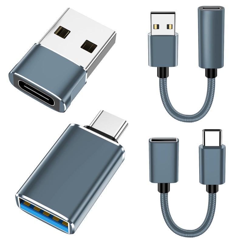 xiwxi [4 Packã€USB-C to USB-Aã€‘&ã€USB-A to USB-Cã€‘ OTG Cable,Type C Type A Male Female Adapter SuperSpeed Data Transfer & Fast Charging Compatible with iPhone/Samsung/iPad/iWatch/AirPods/PS/2 Cables - Image 1