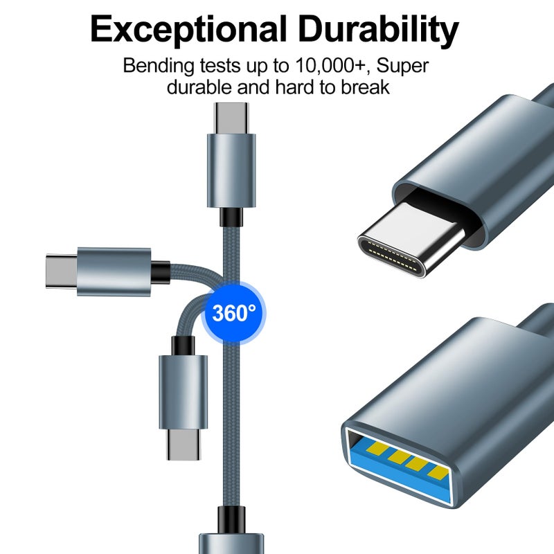 xiwxi [4 Packã€USB-C to USB-Aã€‘&ã€USB-A to USB-Cã€‘ OTG Cable,Type C Type A Male Female Adapter SuperSpeed Data Transfer & Fast Charging Compatible with iPhone/Samsung/iPad/iWatch/AirPods/PS/2 Cables - Image 5